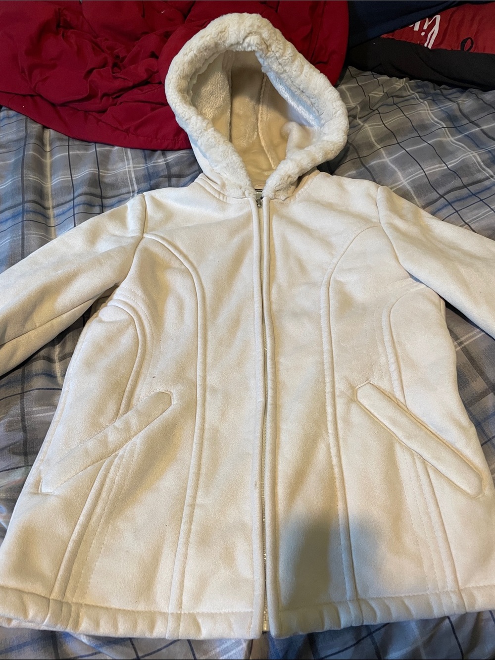 Braetan Cream Hooded Teddy Coat with Faux-Shearling Trim